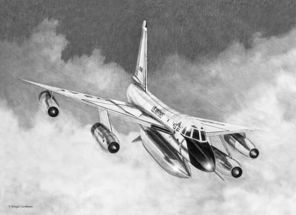 Aviation Art Print featuring the drawing B-58A Hustler by Douglas Castleman