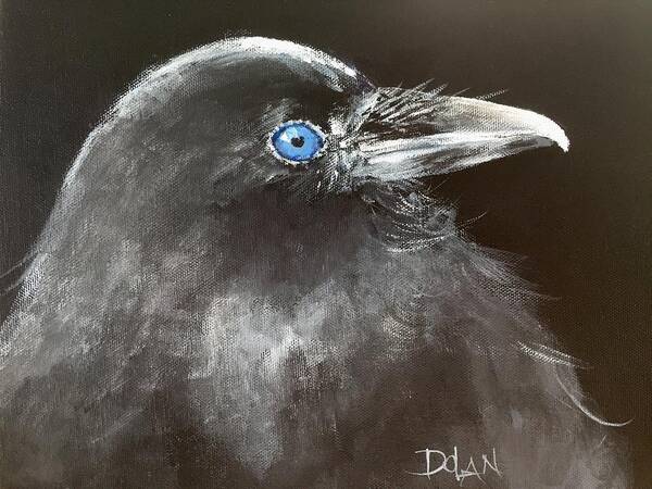 Raven Art Print featuring the painting Baby Raven by Pat Dolan