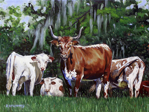 Cows Art Print featuring the painting Back Off by Rick McKinney