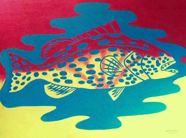  Art Print featuring the digital art Badgrouper by Robert Francis