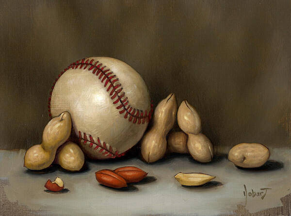 Baseball Art Print featuring the painting Baseball And Penuts by Clinton Hobart