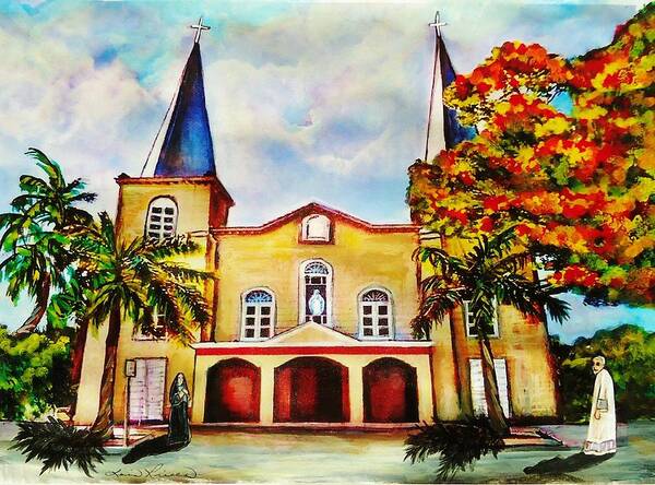 Churches Art Print featuring the painting Basilica of St Mary's Star of the Sea by Lois Rivera