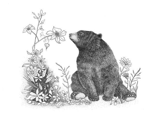 Wildlife Art Print featuring the drawing Be sure to smell the flowers along the way by Monica Burnette
