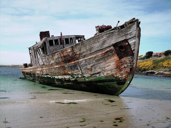 Ship Art Print featuring the photograph Beached by David Bader