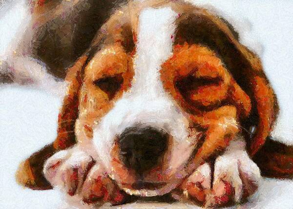 Beagle Art Print featuring the digital art Beagle Puppy by Charmaine Zoe