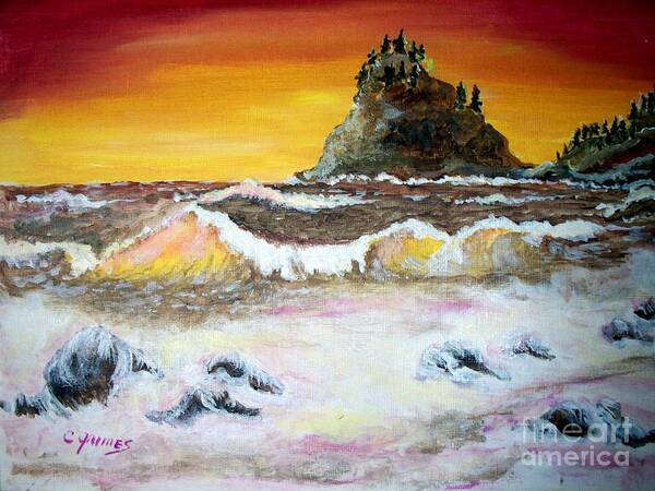 Ocean Art Print featuring the painting Beaitiful Breakers by Carol Grimes