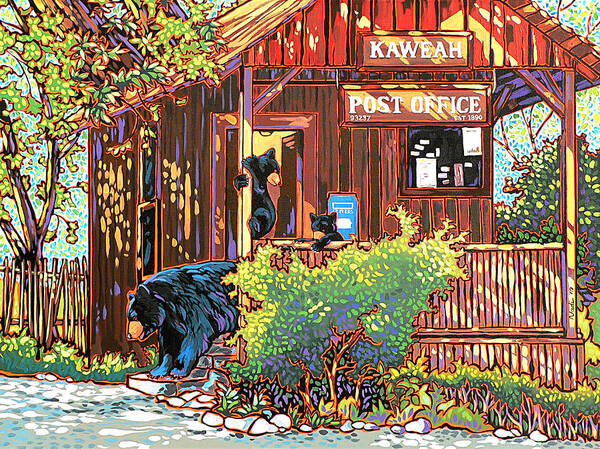 Bear Art Print featuring the painting Bear Post by Nadi Spencer