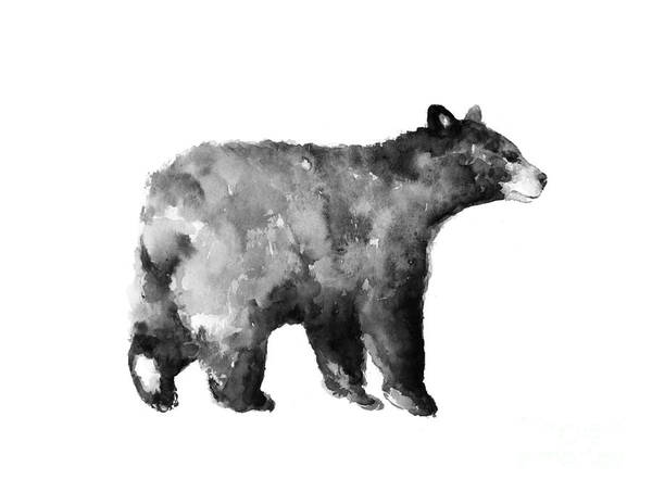 Bear Art Print featuring the painting Bear watercolor drawing poster by Joanna Szmerdt