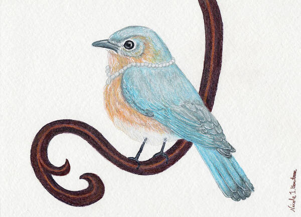Bird Art Print featuring the drawing Beautiful Bluebird by Nicole I Hamilton