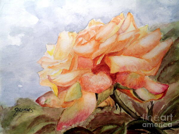 Roses Art Print featuring the painting Beauty in Yellow by Carol Grimes