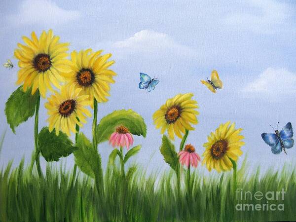 Garden Art Print featuring the painting Bee Friends by Carol Sweetwood