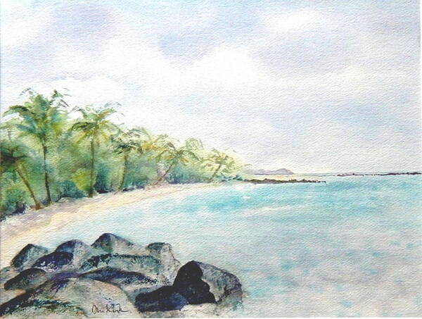 Tortola Art Print featuring the painting Beef Island Lagoon by Diane Kirk