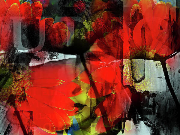 Face Art Print featuring the digital art Behind the poppies by Gabi Hampe