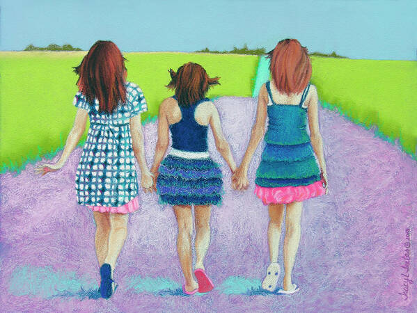 Girl Art Print featuring the pastel Best Friends by Tracy L Teeter 