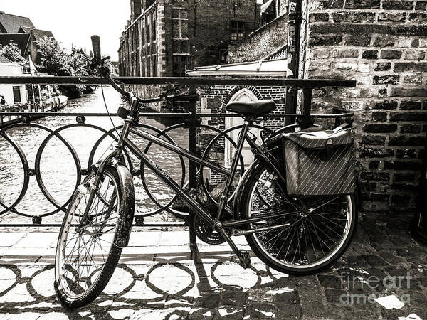 Beautiful Bruges Series By Lexa Harpell Art Print featuring the photograph Bicycle on the Canal by Lexa Harpell