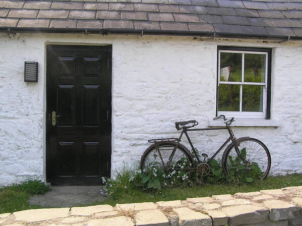 Ireland Art Print featuring the photograph Bike and Irish Cottage by Jeanette Oberholtzer
