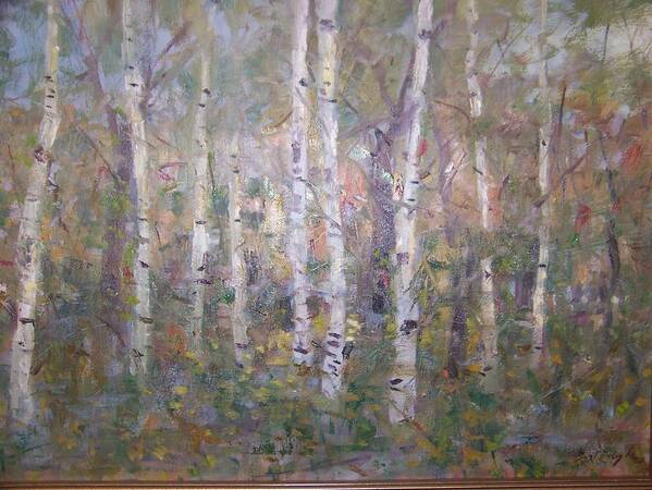 Landscape With Birches. Upstate Ny Art Print featuring the painting Birches. by Bart DeCeglie