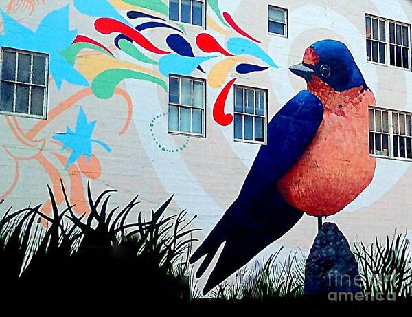  San Francisco Art Print featuring the photograph San Francisco Blue Bird Painting Mural In California by Michael Hoard
