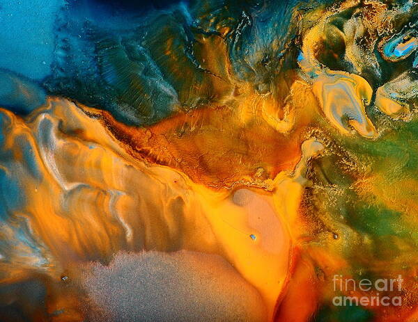 Fluid Art Print featuring the photograph Bird of Freedom Liquid Abstract Art Fluid Painting by kredart by Serg Wiaderny