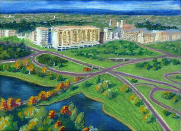  Art Print featuring the painting Birdview of WUSTL by Ping Yan