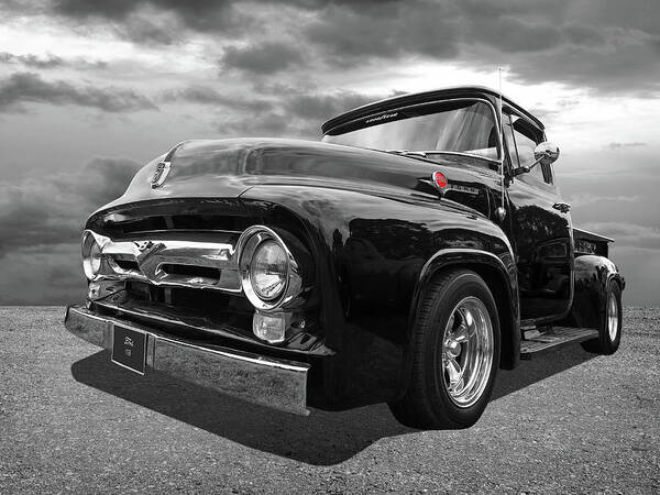 Ford F100 Art Print featuring the photograph Black Beauty - 1956 Ford F100 by Gill Billington