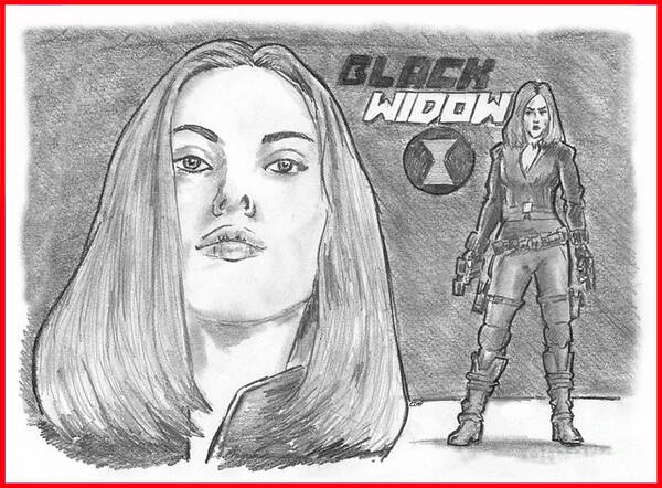 Avengers Art Print featuring the drawing Black Widow by Chris DelVecchio
