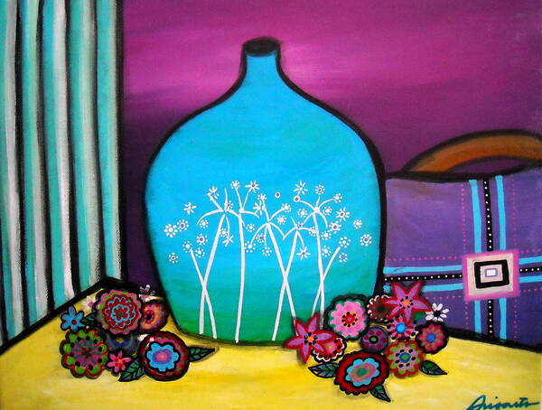 Blooms Art Print featuring the painting Bloom And Vase by Pristine Cartera Turkus