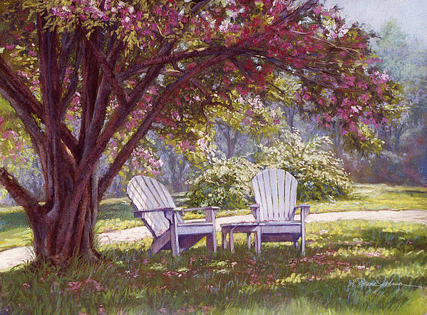 Williamsburg Va Art Print featuring the painting Blossom Shower by L Diane Johnson