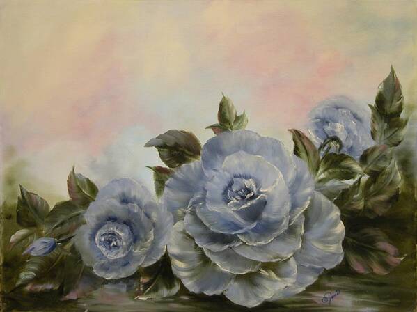 Floral Art Print featuring the painting Blue Fantasy by Joni McPherson
