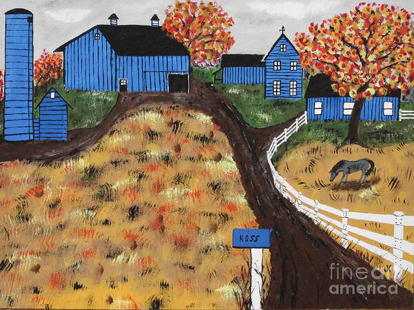 Blue Art Print featuring the painting Blue Mountain Farm by Jeffrey Koss