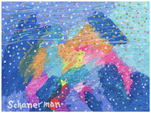Original Art Art Print featuring the painting Blue Mountain Mayhem by Susan Schanerman