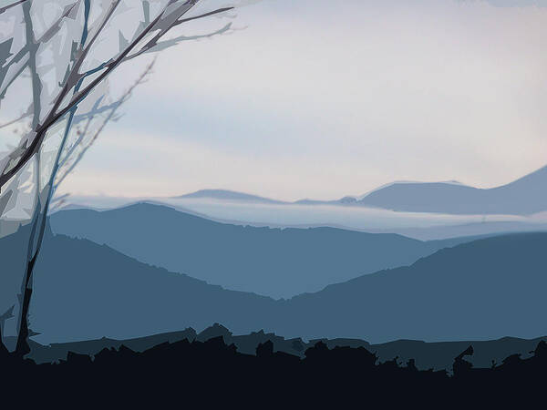 Landscape Art Print featuring the digital art Blue Ridge Above the Clouds by Gina Harrison