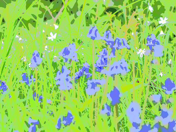 Flowers Art Print featuring the photograph Bluebells on Green by Mark Egerton