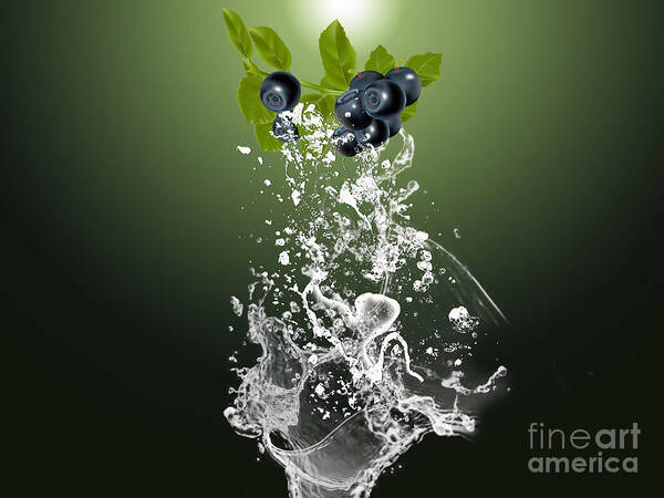 Blueberry Art Print featuring the mixed media Blueberry Splash by Marvin Blaine