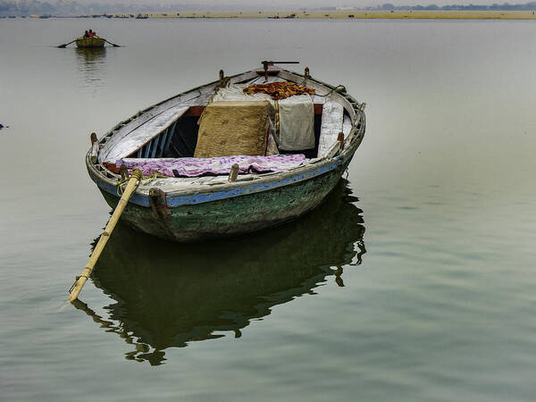  Art Print featuring the photograph boat at Ganges by Mache Del Campo