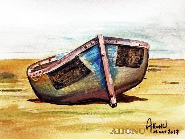 Boat Art Print featuring the painting Boat on Beach by AHONU Aingeal Rose