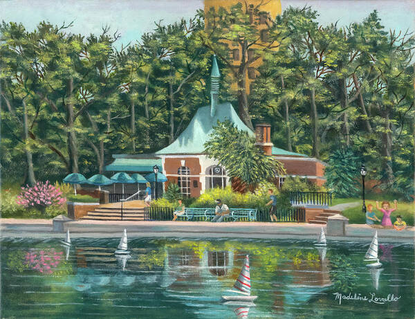 Boathouse Canopy Art Print featuring the painting BoatHouse In Central Park, N.Y. by Madeline Lovallo