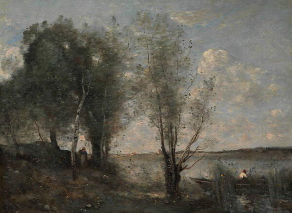 19th Century Art Art Print featuring the painting Boatman among the Reeds by Jean-Baptiste-Camille Corot