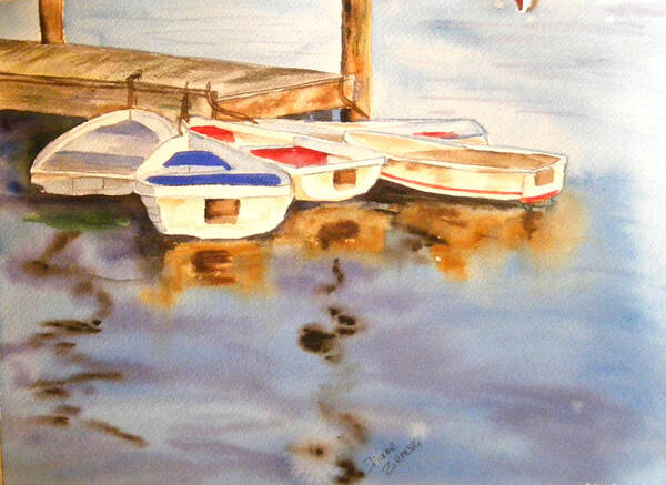 Boats Art Print featuring the painting Boats by Diane Ziemski