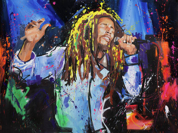 Bob Marley Art Print featuring the painting Bob Marley by Richard Day