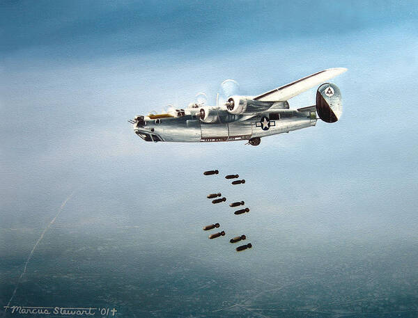 Aviation Art Print featuring the painting Bombs Away by Marc Stewart