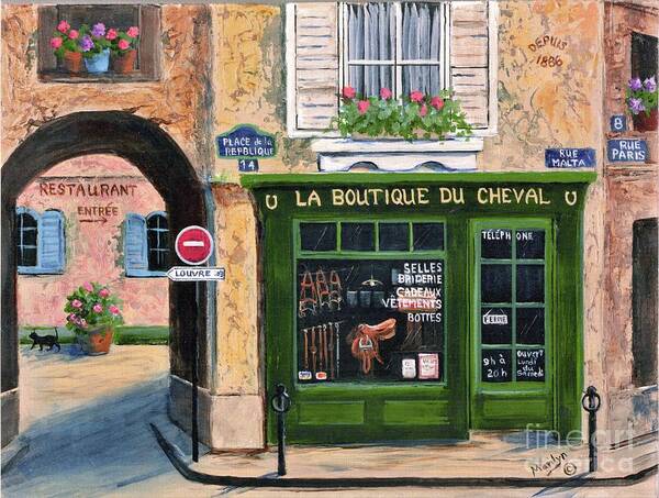 Tack Shop Art Print featuring the painting Boutique Du Cheval by Marilyn Dunlap