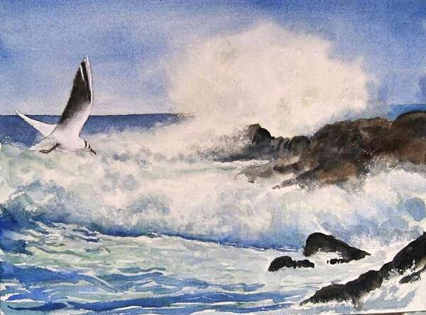Ocean Waves Art Print featuring the painting Breakers by Bobby Walters