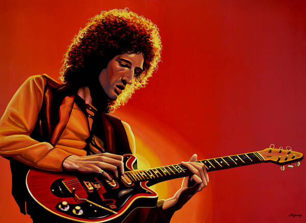 Brian May Art Print featuring the painting Brian May of Queen Painting by Paul Meijering