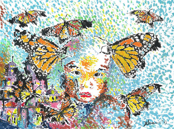 Monarch Butterflies Art Print featuring the painting Bring her home safely, Morelia- Sombra de Arreguin by Doug Johnson
