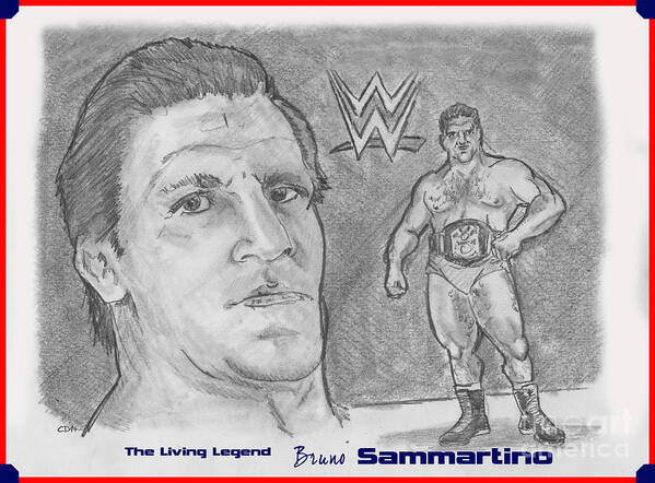 Wwe Art Print featuring the drawing Bruno Sammartino The Living Legend by Chris DelVecchio