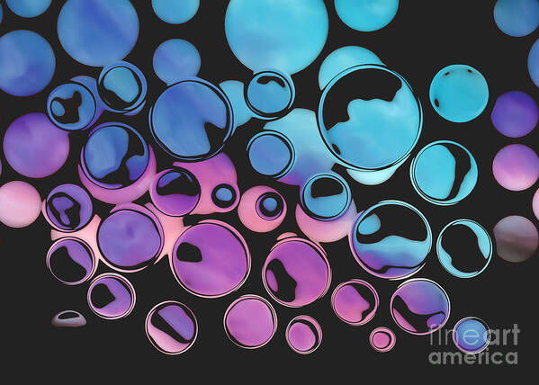 Bubbles Art Print featuring the digital art Bubbling Bubbles 01ac1 by Variance Collections