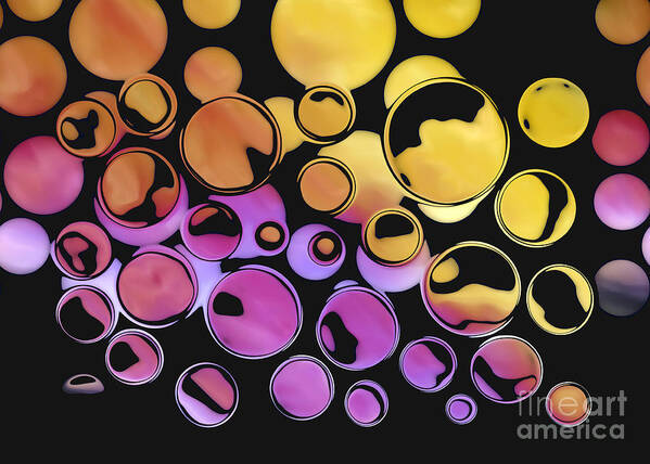 Bubbles Art Print featuring the digital art Bubbling Bubbles - 01ac2 by Variance Collections