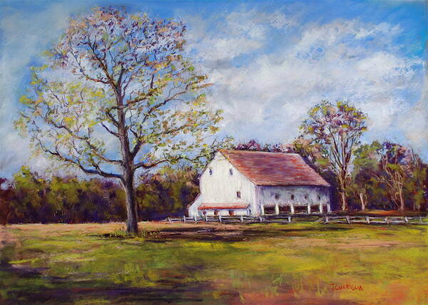 Landscape Art Print featuring the pastel Bucks County Barn by Joyce Guariglia