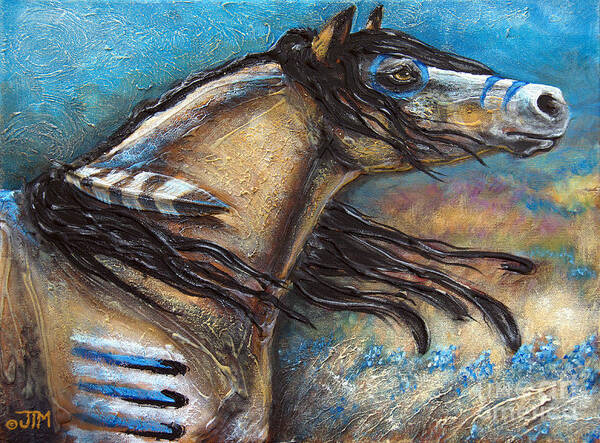 Horse Art Print featuring the painting Buckskin Bell Blues by Jonelle T McCoy
